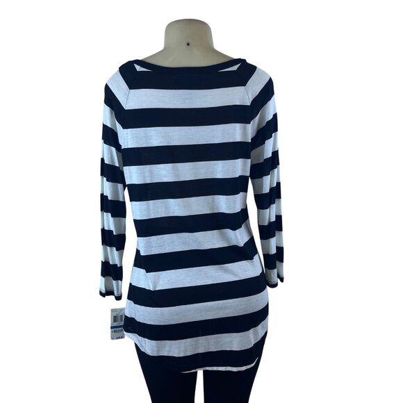 INC Black & White Striped Blouse 3/4 Sleeve Relaxed Fit Casual Sz XL - New - Picture 3 of 9